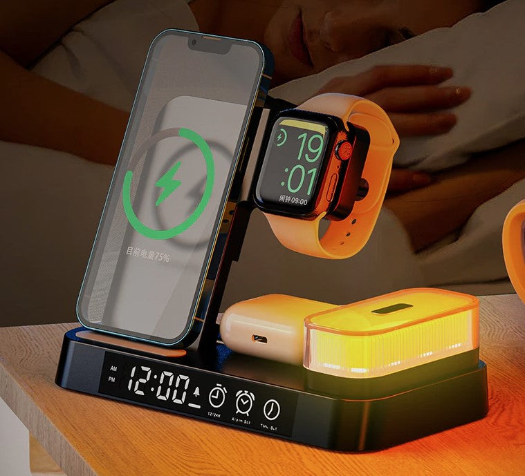 TGA-H15 Wireless Charging Station with Detachable RGB Night-light and build-in display
