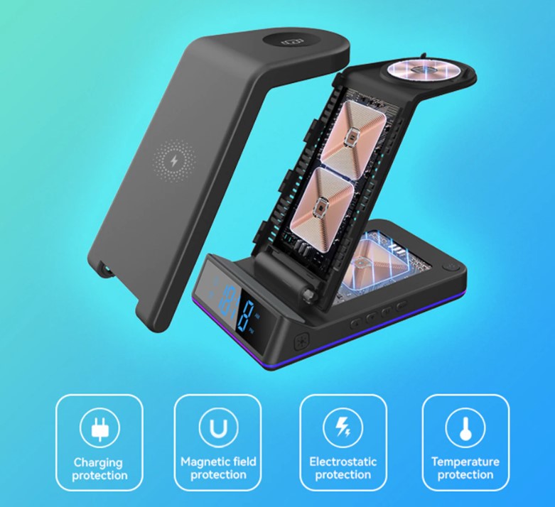 TGA-ZU20 ---- Wireless Charging Stand with Clock display and Light