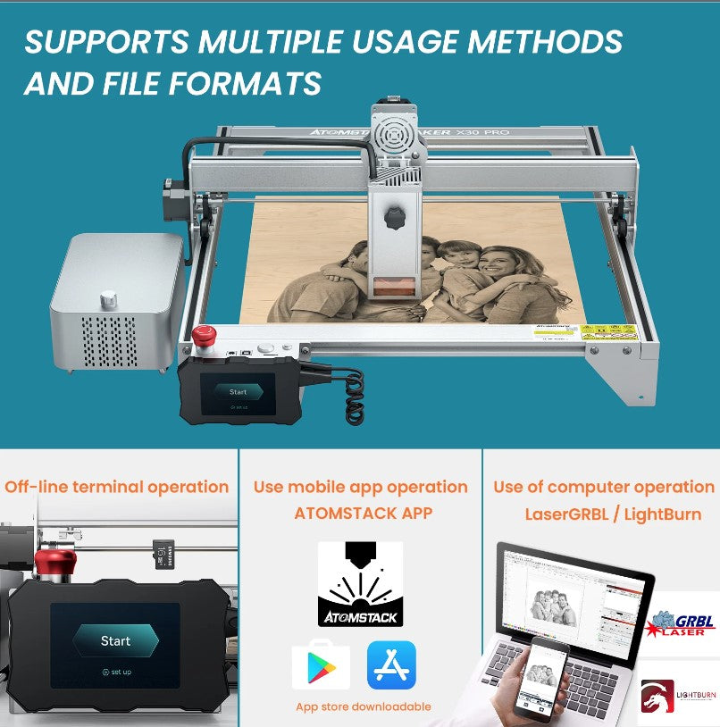 Atomstack - X30 Pro - 6-Core - 160W Laser Engraving and Cutting Machine