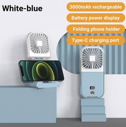 TGF-HF30 --- Portable Fan with 3000 mAh Power Bank, Phone Holder and Power Display