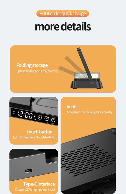 TGA-H15 Wireless Charging Station with Detachable RGB Night-light and build-in display