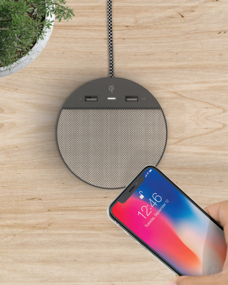 Station C Wireless Charger  (Grey Fabric)